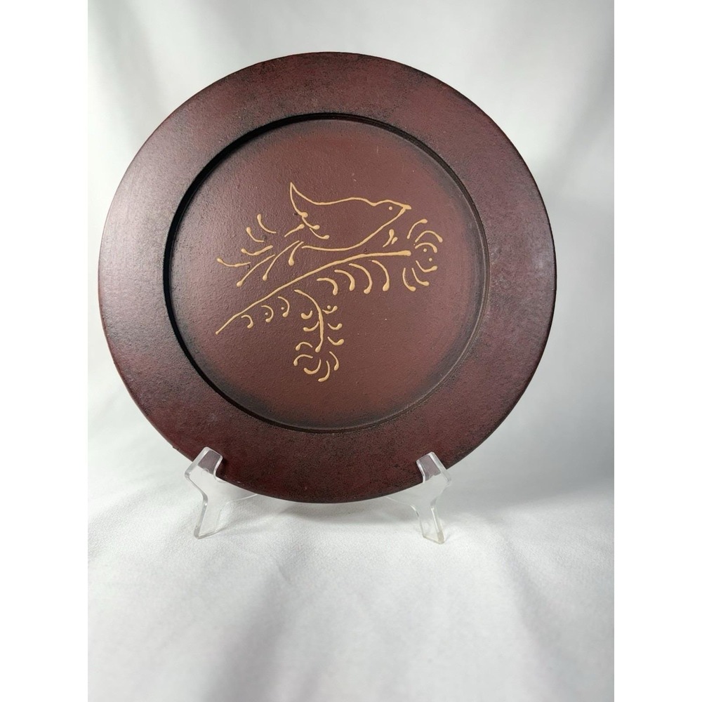 Vintage Hand Painted Wooden Plate Bird